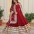 Maroon faux blooming embroidered anarkali set with dupatta