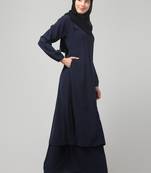 abaya Dress with Elasticated Sleeves made with Nida Matte Fabric - Knee length