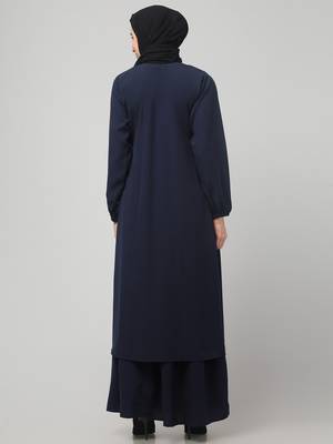 abaya Dress with Elasticated Sleeves made with Nida Matte Fabric - Knee length 2