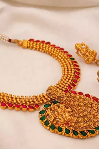 Multicolor kemp temple necklace set