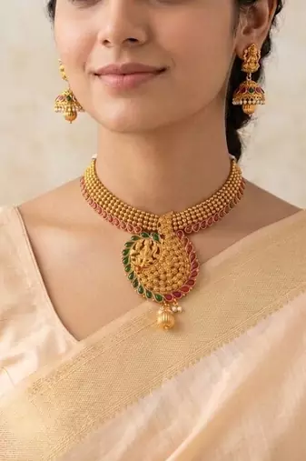 Multicolor kemp temple necklace set