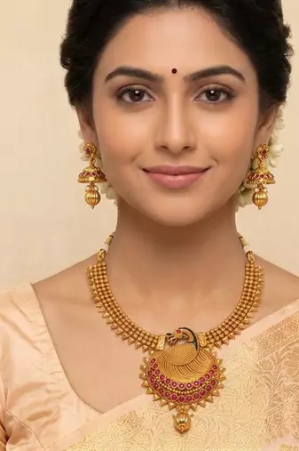 Multicolor kemp peacock necklace set