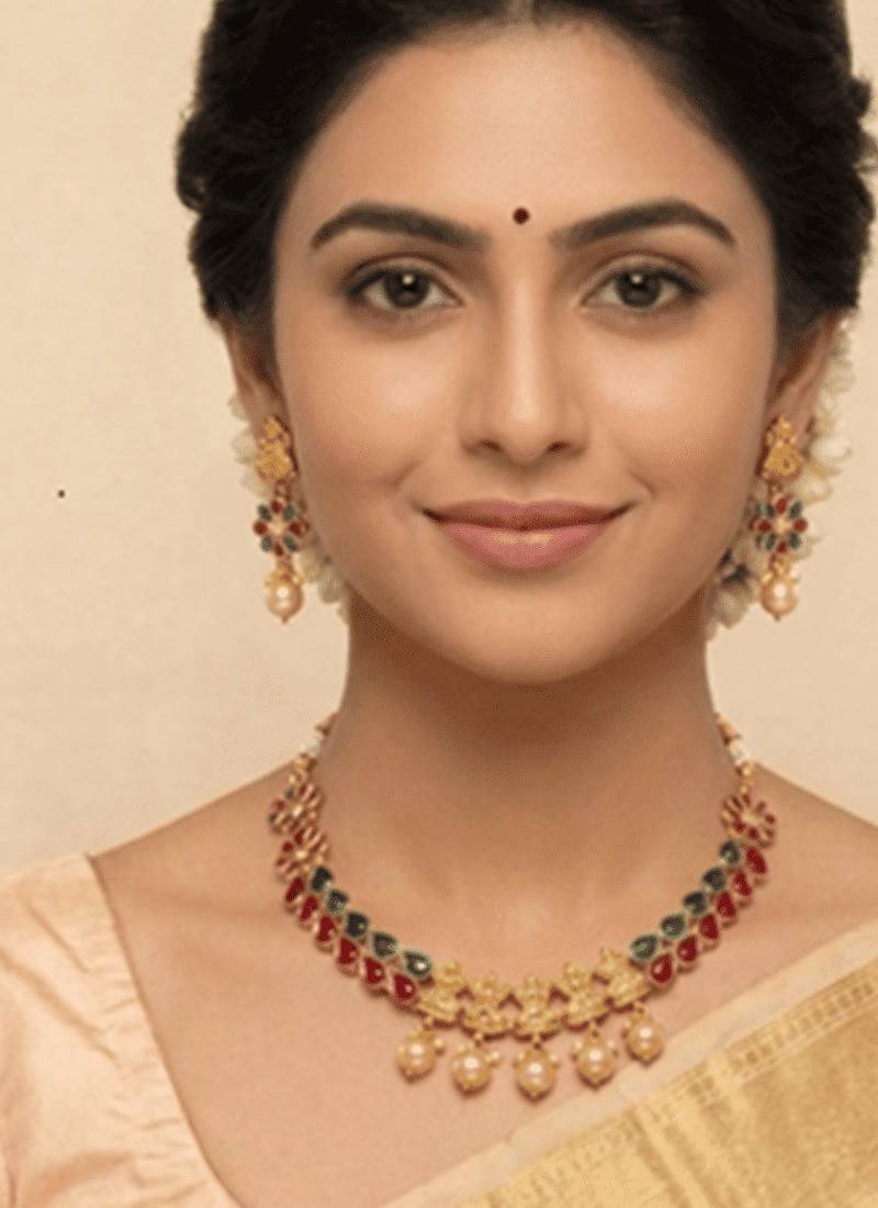 Multicolor kemp lakshmi necklace set