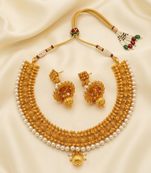 Metallic necklace set with jhumkas