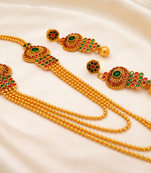 Multicolor kemp mugappu necklace set