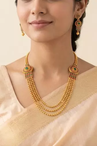 Multicolor kemp mugappu necklace set