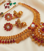 Pink and white kemp necklace set