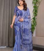 Luxury organza print saree collection with colorful edge borders