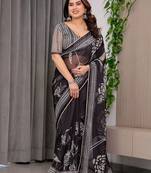 Multicolor border printed organza saree collection