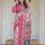 Women's handloom cotton floral print saree with attached blouse piece