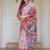 Women's handloom cotton floral print saree with attached blouse piece