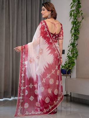 Multicolor border printed organza saree collection 3