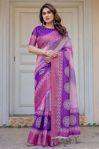 Soft & comfortable handloom cotton floral printed saree with blouse