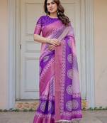 Soft & comfortable handloom cotton floral printed saree with blouse