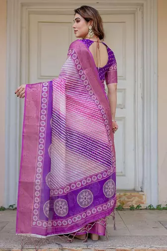 Soft & comfortable handloom cotton floral printed saree with blouse