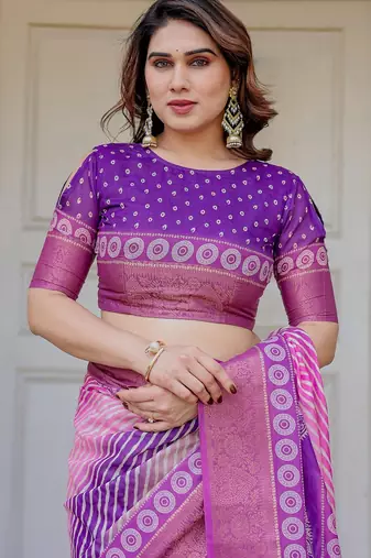Soft & comfortable handloom cotton floral printed saree with blouse