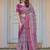 Party wear handloom cotton floral printed saree with blouse fabric