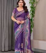 Luxury organza print saree collection with colorful edge borders