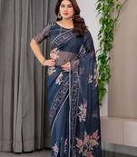 Premium printed organza sarees with multicolor border finish