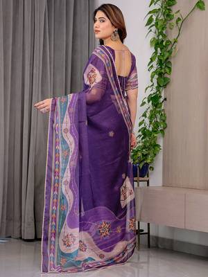 Luxury organza print saree collection with colorful edge borders 3