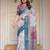 Designer handloom cotton floral print saree with attached blouse fabric