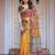 Women's handloom cotton floral print saree with attached blouse piece