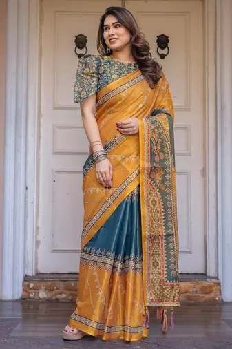 Soft & comfortable handloom cotton floral printed saree with blouse