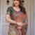 Party wear handloom cotton floral printed saree with blouse fabric