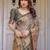 Lightweight handloom cotton floral printed saree for daily wear with blouse