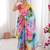 Heavy georgette multi colour sibori print saree with mirror work & cutwork border
