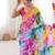 Heavy georgette multi colour sibori print saree with mirror work & cutwork border