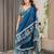 Pastel floral handloom linen weaved with golden zari saree with pallu tassels & blouse piece