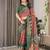 Ethnic handloom linen weaved with golden zari saree with colorful floral print and matching blouse