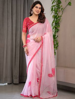 Designer organza printed saree collection with vibrant borders 1