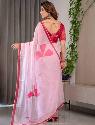 Designer organza printed saree collection with vibrant borders 3