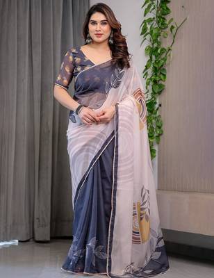 Festive printed organza saree collection with designer borders 1