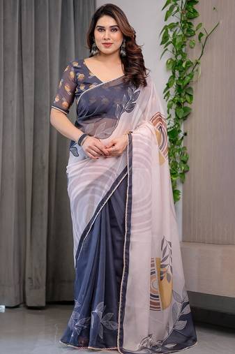 Festive printed organza saree collection with designer borders