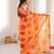 Heavy georgette bandhani gola print saree with mirror work & cutwork border
