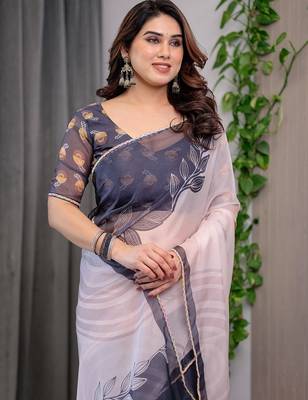 Festive printed organza saree collection with designer borders 4