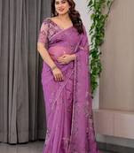 Designer organza printed saree collection with vibrant borders