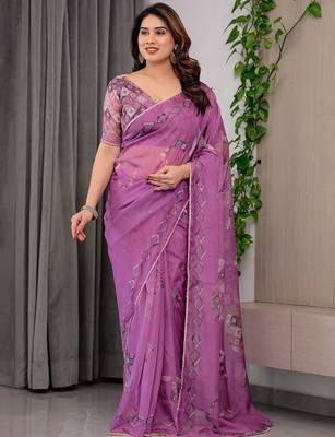 Designer organza printed saree collection with vibrant borders 2