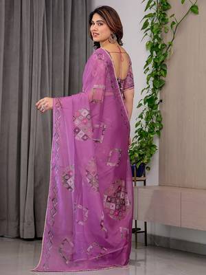 Designer organza printed saree collection with vibrant borders 3