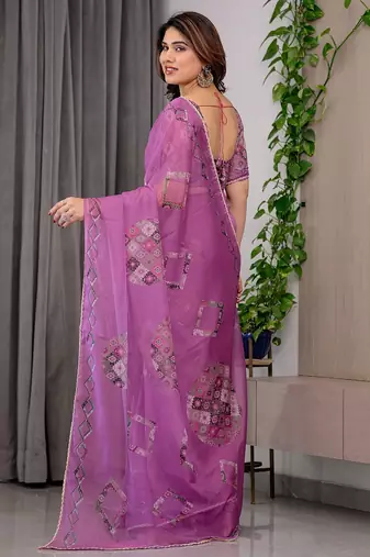 Designer organza printed saree collection with vibrant borders