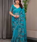 Designer organza printed saree collection with vibrant borders