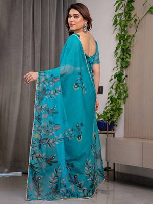 Designer organza printed saree collection with vibrant borders 3