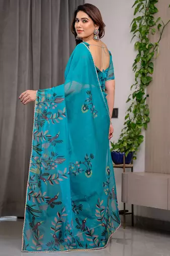 Designer organza printed saree collection with vibrant borders