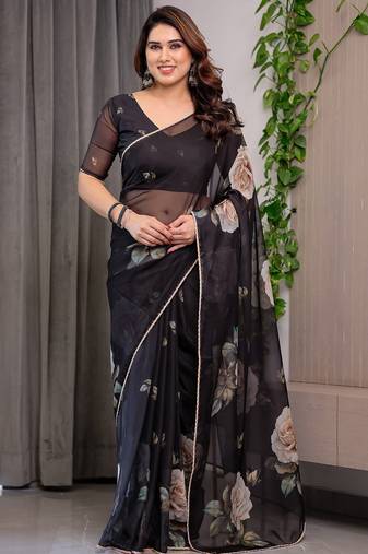 Festive printed organza saree collection with designer borders