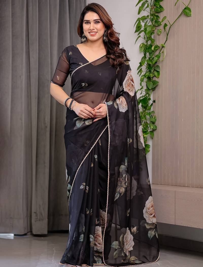 Festive printed organza saree collection with designer borders