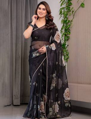 Festive printed organza saree collection with designer borders 2