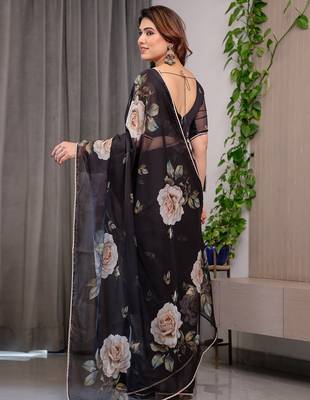 Festive printed organza saree collection with designer borders 4